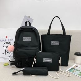 4 Pcs/Set School Bags for Teenage Girls Waterproof Travel Backpack Women Book bags Student kid Schoolbag Muchila Escolar LJ201225