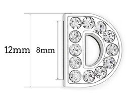 20PC/lot N - Z 8mm Silver Rhinestones Bling Slide Letter Charm DIY Alphabet Fit For 8MM leather bracelet wristband keychains SL0014