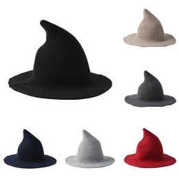 Halloween Witch Hat Diversified Along The Sheep Wool Cap Knitting Fisherman Hat Female Fashion Witch Pointed Basin Bucket F0720