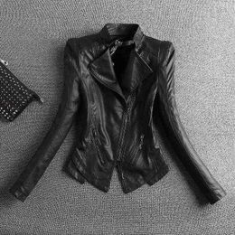 2022 New Fashion Slim Women Motorcycle Leather Wild Short Women's Leather Jacket Leisure Coat Female Black Women's Clothing L220728