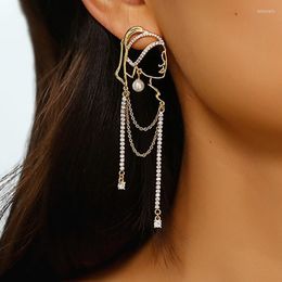 Stud Earrings Pearl Crystal Portrait Chain Tassel Vintage French Personality Exaggerated Women Jewellery AccessoriesStud Dale22