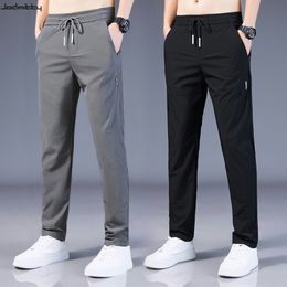 Jodimitty Mens Ice Silk Trousers Solid MidWaist Loose Breathable StraightLeg Casual Pants Thin QuickDrying Sports Pants 220713