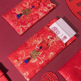 Gift Wrap Chinese Style Red Envelope Lucky Money Bag Vertical Type Cloth Art High-grade Brocade Year Wedding Tassel Knot HongbaoGift