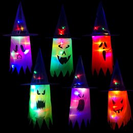 Halloween LED Flashing Light Hats Hanging Ghost Party Dress Up Glowing Horror Props Hat