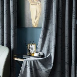 marble room Australia - Curtain & Drapes Curtains For Living Dining Room Bedroom Simple Solid Color Nordic Laminated Blackout Marble Pattern Embossed Study