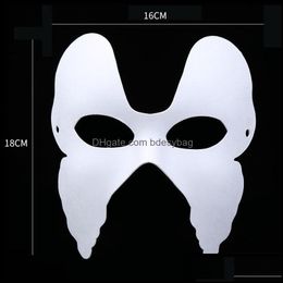 Party Masks Festive Supplies Home Garden Diy Environmental Protection White Masquerade Mask Halloween Blank Hand Dhzsh