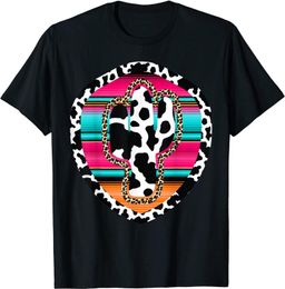 Men's T-Shirts Western Cow Cactus Leopard Cheetha Serape Turquoise T-Shirt