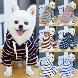 Hundebekleidung Welpen Kleidung Streifen Hoodies Kordelzug Katze Sweathirts Kostüm Teddy Bichon Französische Bulldogge Chihuahua Pet Bekleidung Hunde Hoodies für Pitbulls Männer Junge