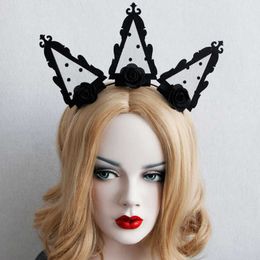 Gothic Style Black Headband Crown Halloween Mesh Headbands Crown Stage Shows Nightclub Bar Sexy Hair Accessories