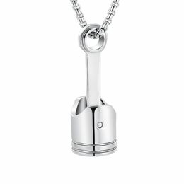 Pendant Necklaces For Women Men Memorial Necklace 316L Stainless Steel Piston Cremation Urn Jewelry Hold Ashes Car Parts Keepsake PendantPen