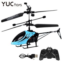 RC Drone Helicopter Infraed Induction 2 Channel Electronic Funny Suspension Dron Mini Aircraft Searchlight Kids Toys Boys USB 220321