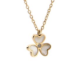 celtic gifts UK - Beautiful Clover Pendant Necklace Stainless Steel Three Leaf Necklaces Jewelry for Gift