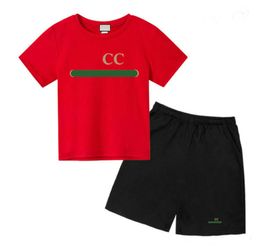 3 Modelle Sommer-Designer-Kleidung, Kinderbekleidungssets, kurzärmelige T-Shirt-Shorts, Rundhalsausschnitt, zweiteilige Sportbekleidung für Jungen und Mädchen, bedruckt