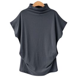 Women's T-Shirt Short-sleeved Women's Spring And Summer Semi-high Collar Bottoming Shirt All-match Mid-length Loose Top Large Size Blous