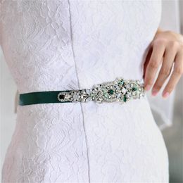 Wedding Dress Accessories Belts Crystal Rhinestone Sash Pearls Sashes Green Ornament Jewellery Women Fashion Charm Belt White Ivory Pink Black Sashes Ribbon