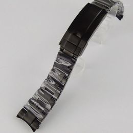 Watch Bands Full Black PVD Coated Replaced Bracelet Band Deployment Clasp 20MM Width Lug For 40MM Men Hele22