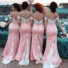 Bridesmaid Gorgeous Mermaid Dresses 2022 Off The Shoulder Scalloped African Satin Plus Size Maid Of Honour Gown Country Wedding Party Formal Wear Vestidos