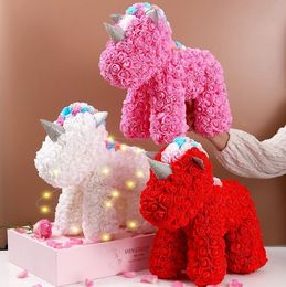 The 10-inch Rose Flower Unicorn Uses Over 200 Flowers Which Can Be Used As A Birthday Gift Valentine's Day Christmas Mother's Day For Mom Girlfriend Boyfrie