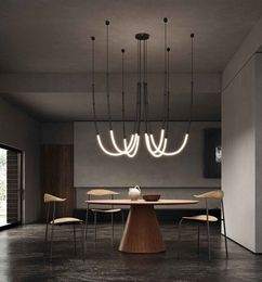 Italian new restaurant LED chandelier modern villa living room creative hanging lamp simple living room duplex floor chandelier