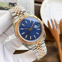 Mens Mechanical Watch for men 2813 automatic movement Watches sliver/gold Stainless Steel Strap 41mm blue dial saphire