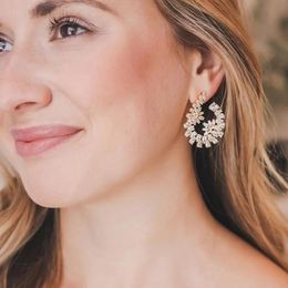 Dangle & Chandelier Floral Zircon Earrings Dress Accessorized With Simple Vintage Banquets Filled Diamond-studded EarringsDangle