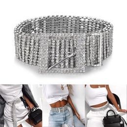 Belts Female Silver Full Rhinestone Diamante Ladies Waist Charm Diamond Alloy Belt Fashion Accessory Casual One Size For AdultsBelts