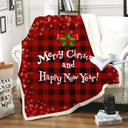 Blankets Santa Claus Print Blanket For Beds Christmas Gift Kids Elk Snow Soft Sofa Sherpa Plus Thick