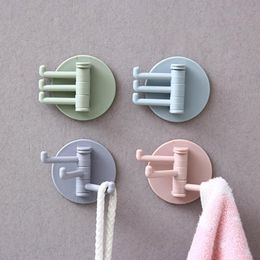 Hooks & Rails Rotatable Seamless Adhesive Hook Strong Bearing Stick Kitchen Wall Hanger Bathroom Supplies HooksHooks