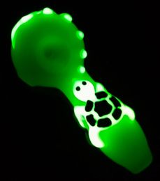 Glow in the dark Tortoise Tobacco Pipe Hand-blown Herb Dry Bowl Glass Hand Spoon Smoking Pipe