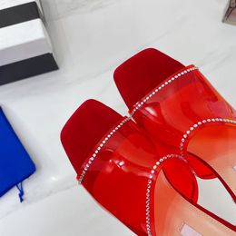 Fashion summer slippers Amina Italy muaddi Julia heel height 7.5cm refreshing transparent PVC nail slip sandals material 34-41