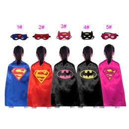 Single layer Lace-up Halloween z Costumes Cartoon Cosplay Cape and Mask Set 70x60CM Child 3-10T Dress Up Cloak Kids Toys Birthday Gifts Party Favours Boys Girls