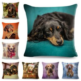 Pillow /Decorative Mini Dachshund Dog Cover Decor Pet Animal Cases Polyester Pillowcase For Sofa Home Car Children Room 45x45cm/Decorativ