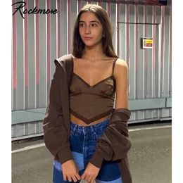 Rockmore Sexy Lace Women Tank Top Y2K Aesthetic Crop Camis Casual Streetwear Spaghetti Straps Tee Tops Clothes Trendy Egirl 210326