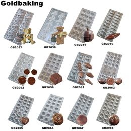 Goldbaking Rose Chocolate Polycarbonate Mold DIY Moulds Soccer Maker Golf Candy Y200612