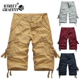 2022 New Spring Men Cotton Cargo Shorts Clothing Summer Casual Breeches Bermuda Fashion Beach Dropshipping Denim Cargo Short Men 0613