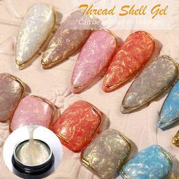 Nail Gel Toy Lilycute Thread Shell Polish 7ml Pearl Semi Permanent Uv Base Top Coat Popular in Autumn and Winter 0328