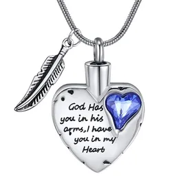 Pendant Necklaces God Has You In His Arms Cremation Jewellery With Angel Wing Heart Urn Necklace For Ashes Jewelry" Charm"Pendant