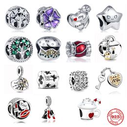 925 Sterling Silver Dangle Charm New Lipstick Handbag Star Heart Lock Candy Cake Beads Bead Fit Pandora Charms Bracelet DIY Jewellery Accessories