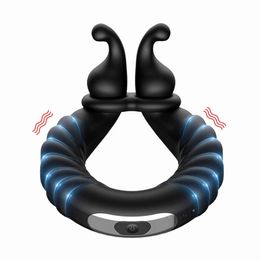 Vibrators Penis Rings Delay Ejaculation Vibrating Silicone Cock Ring Bondage Chastity Adult Sex Toys For Men Male Masturbators 220726