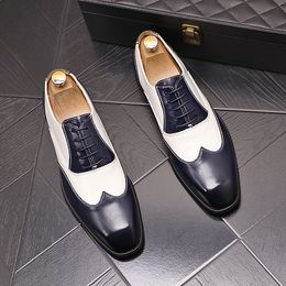 Luxury Italian Wedding Dress Party Shoes Fashion Pointed Toe Lace-up White Hand Stitching Leather Casual Formal Business Driving Walking Loafers N17
