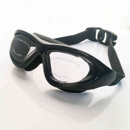 2022 Adult Swimming Goggles HD Antifog Electroplate Swim Glasses Big Box Lenses Swimming Equipm Wholesale G220422