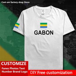 Gabonese Republic GABON Cotton T shirt Custom Jersey Fans DIY Name Number Brand Fashion Hip Hop Loose Casual T shirt 220616gx