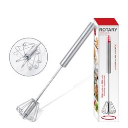 12 Inch Rotatable Egg Beater Stainless Steel Semi-Automatic Egg Beater for Whisking Beating And Stirring
