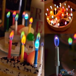 Birthday Party Supplies 6pcs/pack Wedding Cake Candles Safe Flames Dessert Decoration Colourful Flame Multicolor Candle