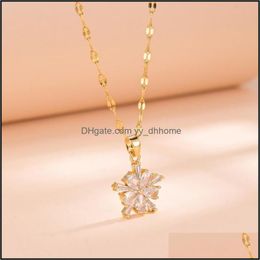 Pendant Necklaces Pendants Jewellery Gold Luxury Zircon Necklace For Women Short Chain Wedding Par Dhskv