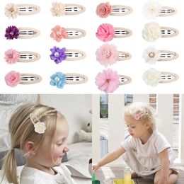 Vintage Flower Snap Clip Baby Floral Hair Clips Hairpins Baby Hair Clamp Pins Kids BB Barrettes Girls Hairgrip Headwear