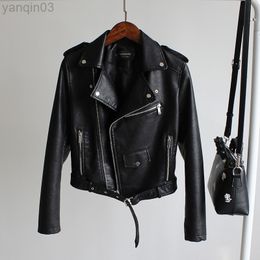 New Faux Leather Jacket Women Fashion Bright Colours Black Motorcycle Coat Short PU Leather Biker Jacket Female Soft Jacket L220801
