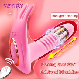 G Spot Heating Dildo Vibrator For Women Telescopic Rotating Vagina Massage Clitoris Stimulate Remote Control Adult sexy Toys