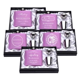 Personalised 6oz Hip Stainless Steel Engrave Flask Bridemaids gift White box packing Wedding faver Customised 220707