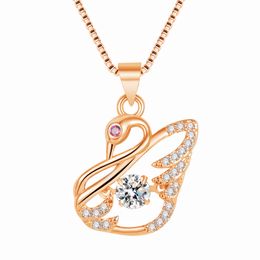 Silver Necklace for Woman Fashion Jewellery High Quality Crystal Zircon Swan Pendant Necklace